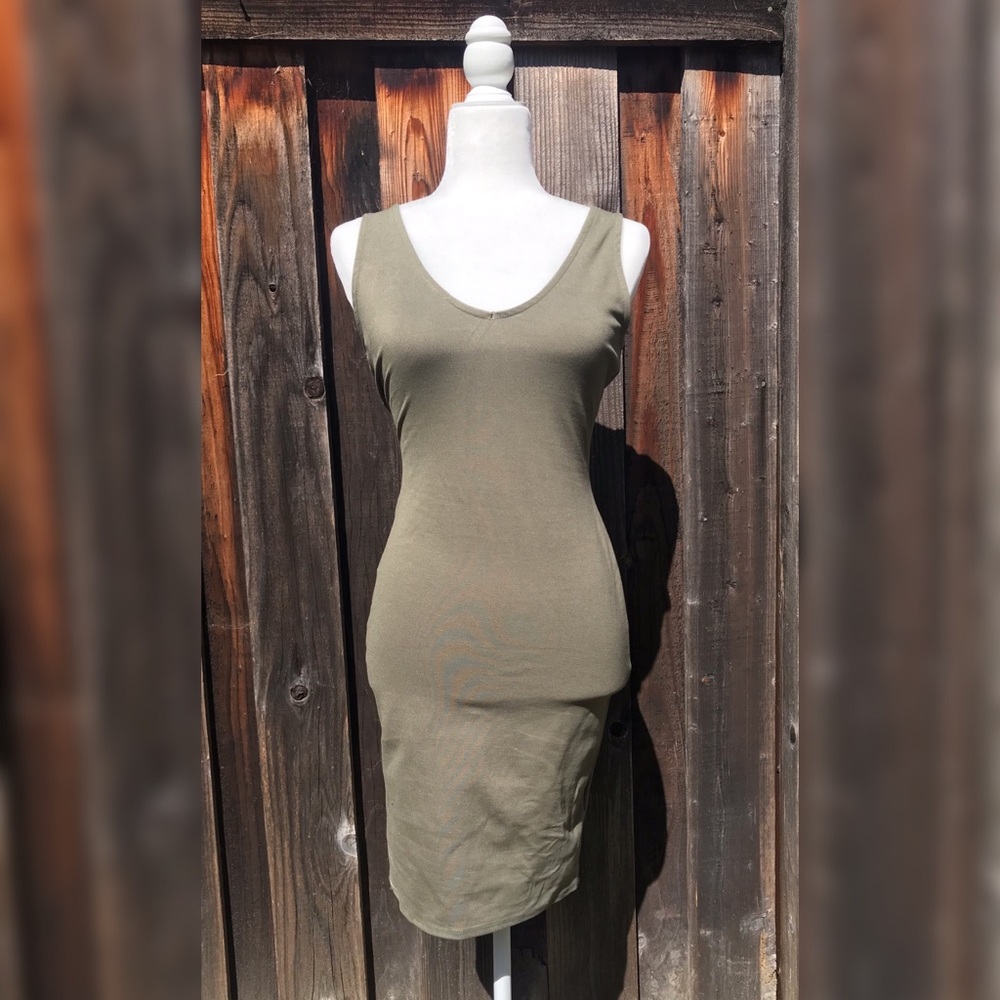 Army Green form Fitting Dress